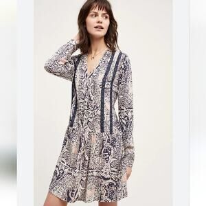 Tiny Anthropologie Caviana Paisley Boho Long Sleeve Shirt Tunic Dress